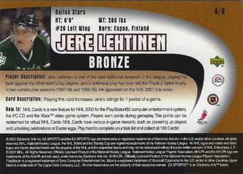 2001 Upper Deck EA Sports #4 Jere Lehtinen Back