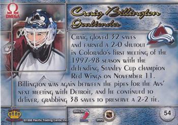 1997-98 Pacific Omega #54 Craig Billington Back