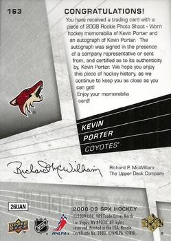 2008-09 SPx #163 Kevin Porter Back