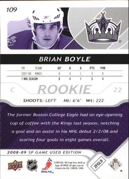 2008-09 SP Game Used #109 Brian Boyle Back