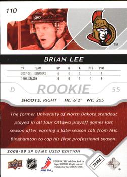 2008-09 SP Game Used #110 Brian Lee Back