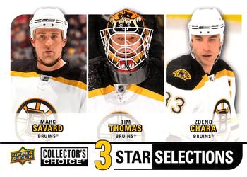 2008-09 Collector's Choice #253 Marc Savard / Tim Thomas / Zdeno Chara Front