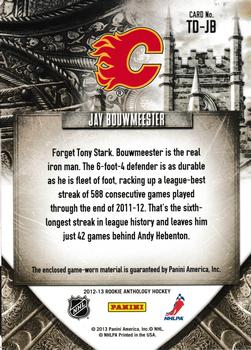 2012-13 Panini Rookie Anthology - Crown Royale Towering Defenders #TD-JB Jay Bouwmeester Back