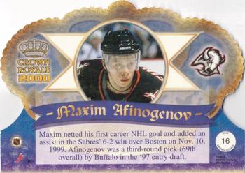 1999-00 Pacific Crown Royale #16 Maxim Afinogenov Back