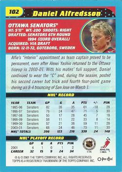 2001-02 O-Pee-Chee #102 Daniel Alfredsson Back