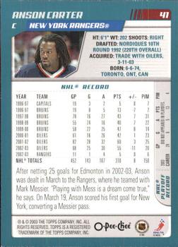 2003-04 O-Pee-Chee #41 Anson Carter Back