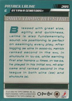 2003-04 O-Pee-Chee #295 Patrick Lalime Back