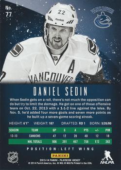 2013-14 Panini Playbook #77 Daniel Sedin Back