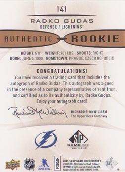 2013-14 SP Game Used - Gold Autographs #141 Radko Gudas Back