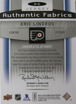 2013-14 SP Game Used - Authentic Fabrics #AF-EL Eric Lindros Back