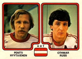 1979 Panini Hockey Stickers #304 Pentti Hyytiäinen / Othmar Russ Front