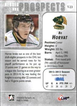 2013-14 In The Game Heroes and Prospects #T-23 Bo Horvat Back