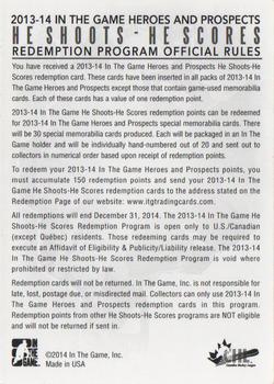 2013-14 In The Game Heroes and Prospects - He Shoots He Scores Redemption #NNO Leon Draisaitl Back