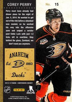 2013-14 Panini Contenders #15 Corey Perry Back