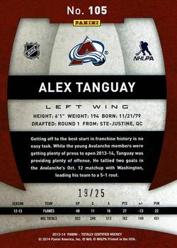2013-14 Panini Totally Certified - Platinum Gold #105 Alex Tanguay Back