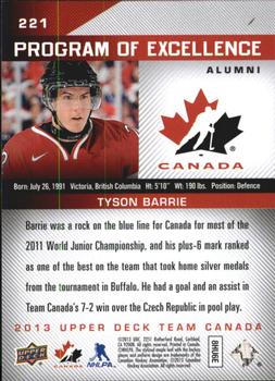 2013 Upper Deck Team Canada #221 Tyson Barrie Back