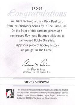 2013-14 In The Game StickWork - Stickrack Dual Silver #SRD-59 Raymond Bourque / Bobby Orr Back