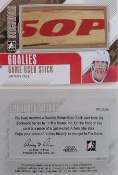2013-14 In The Game StickWork - Game Used Goalie Sticks Gold #GGUS-56 Arturs Irbe Back