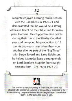 2013-14 In The Game Lord Stanley's Mug #52 Guy Lapointe Back