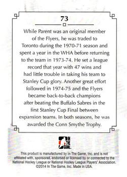 2013-14 In The Game Lord Stanley's Mug #73 Bernie Parent Back