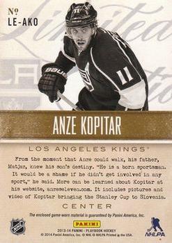 2013-14 Panini Playbook - Limited Edition #LE-AKO Anze Kopitar Back