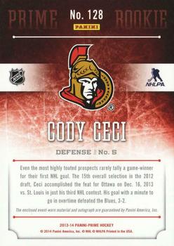 2013-14 Panini Prime #128 Cody Ceci Back