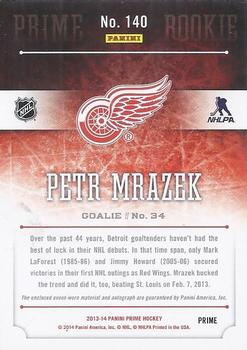 2013-14 Panini Prime #140 Petr Mrazek Back