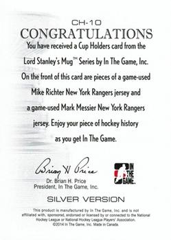 2013-14 In The Game Lord Stanley's Mug - Cup Holders Silver #CH-10 Mike Richter / Mark Messier Back