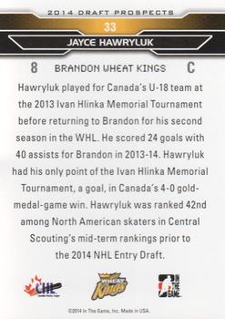 2014 In The Game Draft Prospects #33 Jayce Hawryluk Back