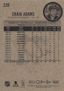 2014-15 O-Pee-Chee #320 Craig Adams Back