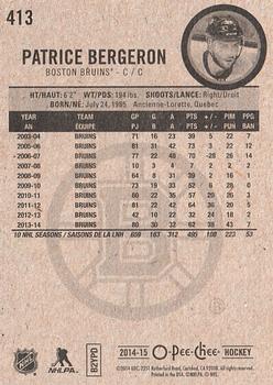 2014-15 O-Pee-Chee #413 Patrice Bergeron Back