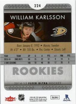 2014-15 Ultra #RR224 William Karlsson Back