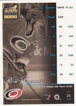 1999-00 Pacific Aurora #25 Ron Francis Back