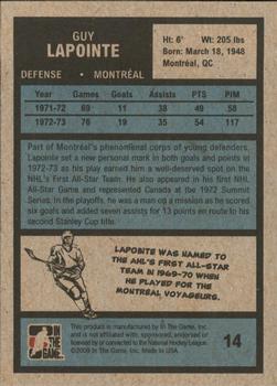 2009-10 In The Game 1972 The Year In Hockey #14 Guy Lapointe Back