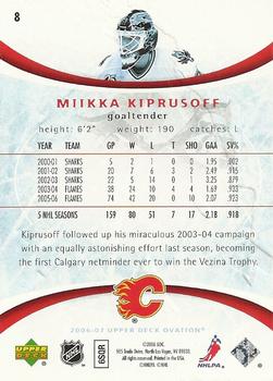 2006-07 Upper Deck Ovation #8 Miikka Kiprusoff Back