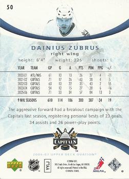 2006-07 Upper Deck Ovation #50 Dainius Zubrus Back