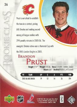 2006-07 Upper Deck Rookie Class Box Set #36 Brandon Prust  Back