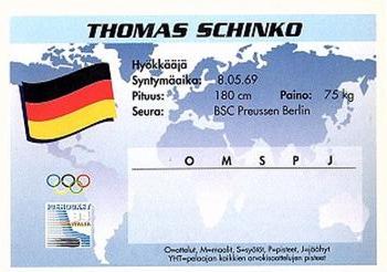 1994 Semic Jääkiekkokortit Keräilysarja (Finnish) #289 Thomas Schinko Back