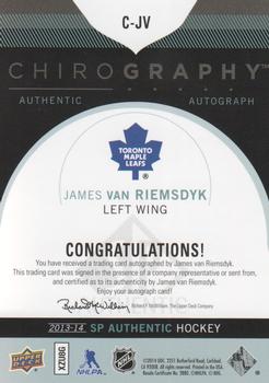 2013-14 SP Authentic - Chirography #C-JV James van Riemsdyk Back