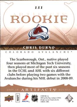 2009-10 Upper Deck Artifacts #151 Chris Durno Back