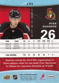 2009-10 Upper Deck Ovation #101 Ryan Shannon Back