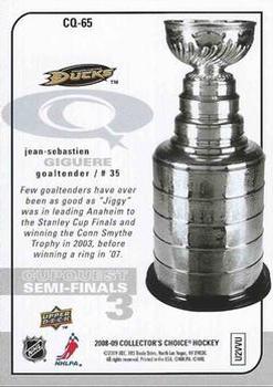 2008-09 Collector's Choice - CupQuest #CQ-65 Jean-Sebastien Giguere Back