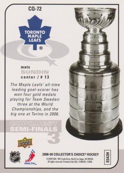 2008-09 Collector's Choice - CupQuest #CQ-72 Mats Sundin Back