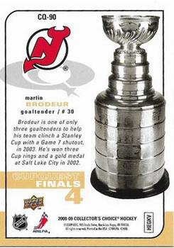 2008-09 Collector's Choice - CupQuest #CQ-90 Martin Brodeur Back