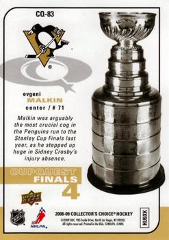 2008-09 Collector's Choice - CupQuest #CQ-83 Evgeni Malkin Back