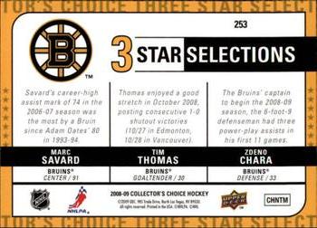 2008-09 Collector's Choice - Choice Reserve #253 Marc Savard / Tim Thomas / Zdeno Chara Back