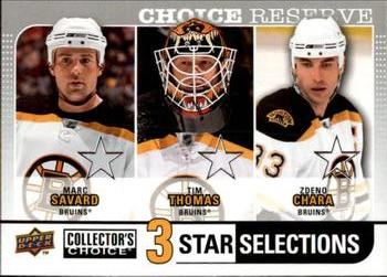 2008-09 Collector's Choice - Choice Reserve #253 Marc Savard / Tim Thomas / Zdeno Chara Front