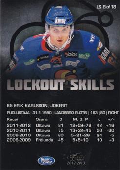 2012-13 Cardset Finland - Lockout Skills #LS 8 Erik Karlsson Back