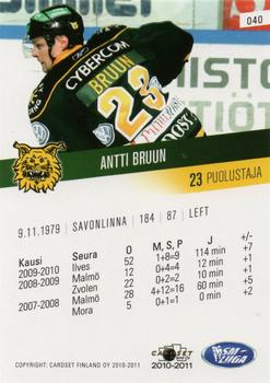 2010-11 Cardset Finland #040 Antti Bruun Back