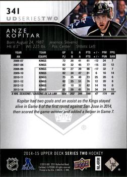 2014-15 Upper Deck #341 Anze Kopitar Back